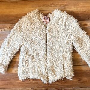 Juicy Couture Vintage Y2K Cream Fuzzy Jacket